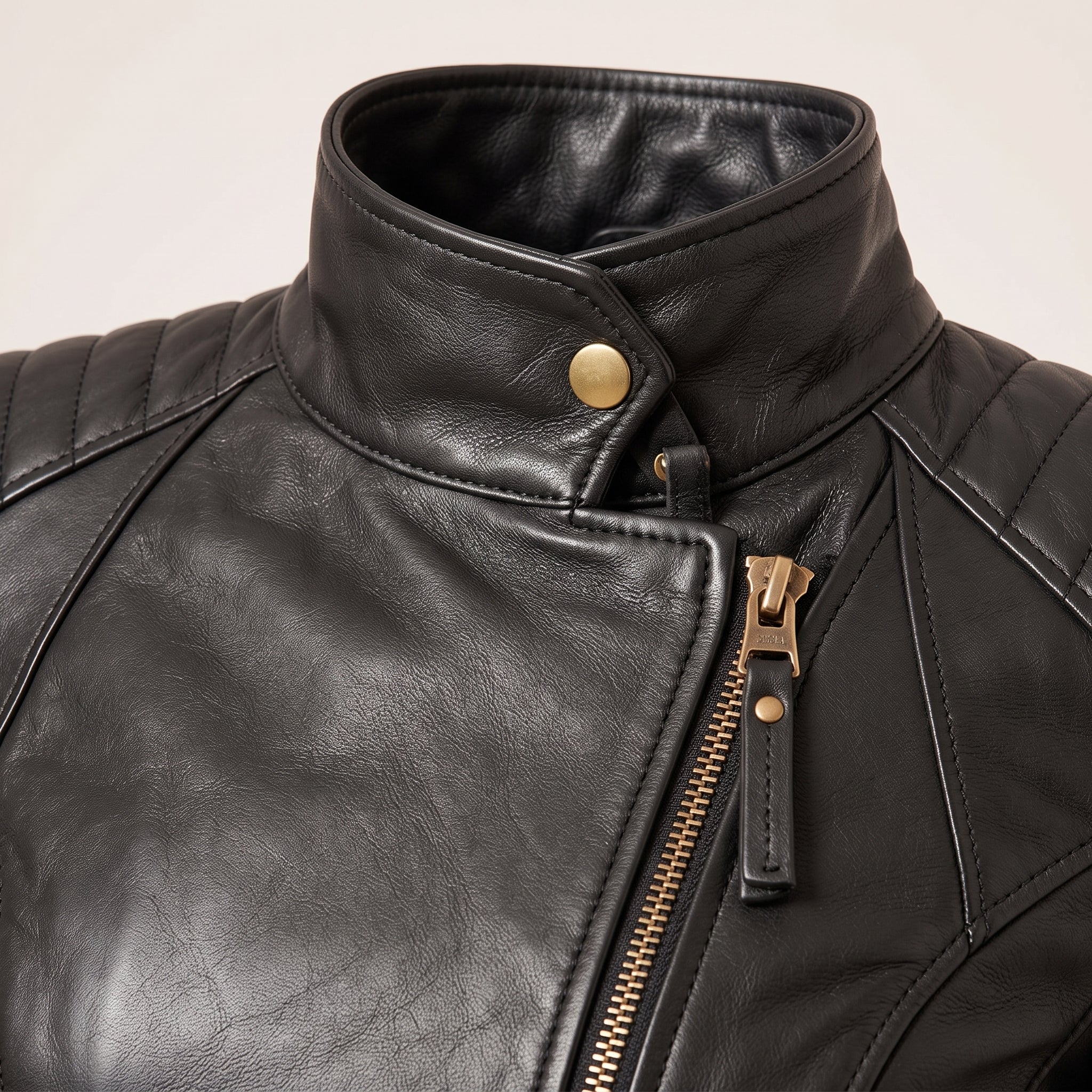 Women's Black Quilted Leather Asymmetric Zip Biker Jacket — Adbank
