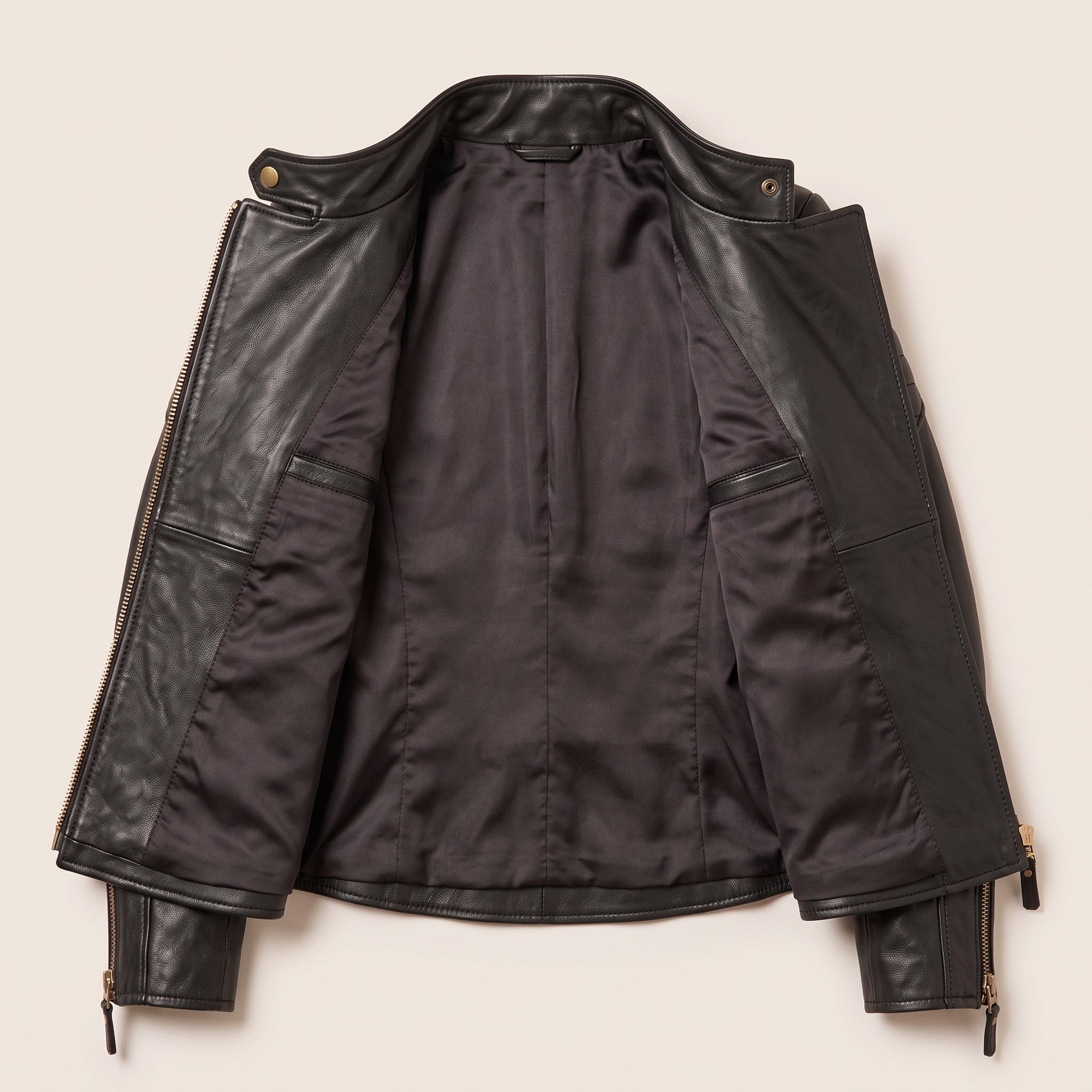 Women's Black Quilted Leather Asymmetric Zip Biker Jacket — Adbank