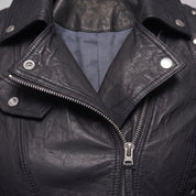Women's Black Asymmetric Zip Leather Biker Jacket — Knightley