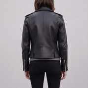 Women's Black Leather Biker Jacket — Guisborough