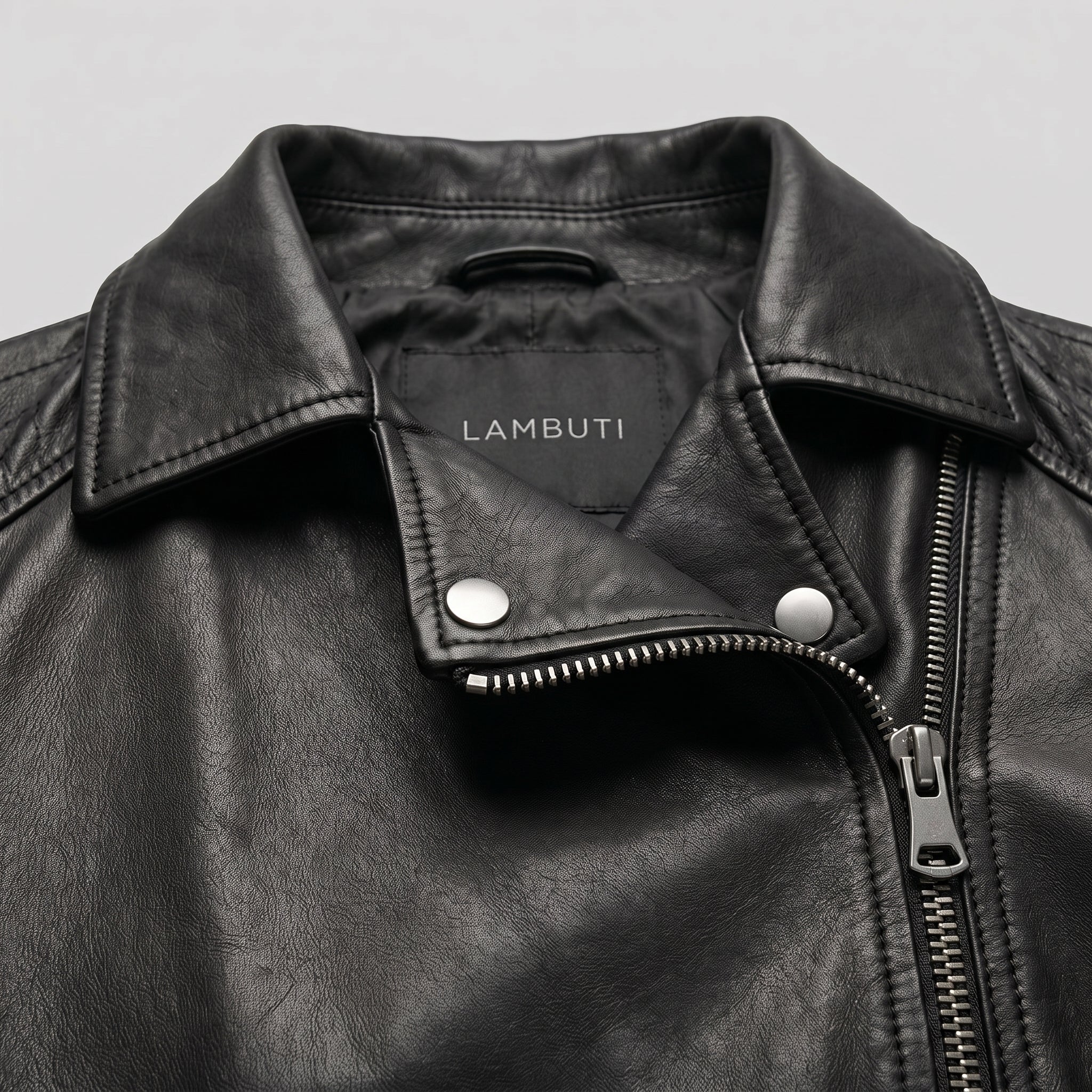 Women's Black Asymmetrical Zip Leather Biker Jacket — Baunton