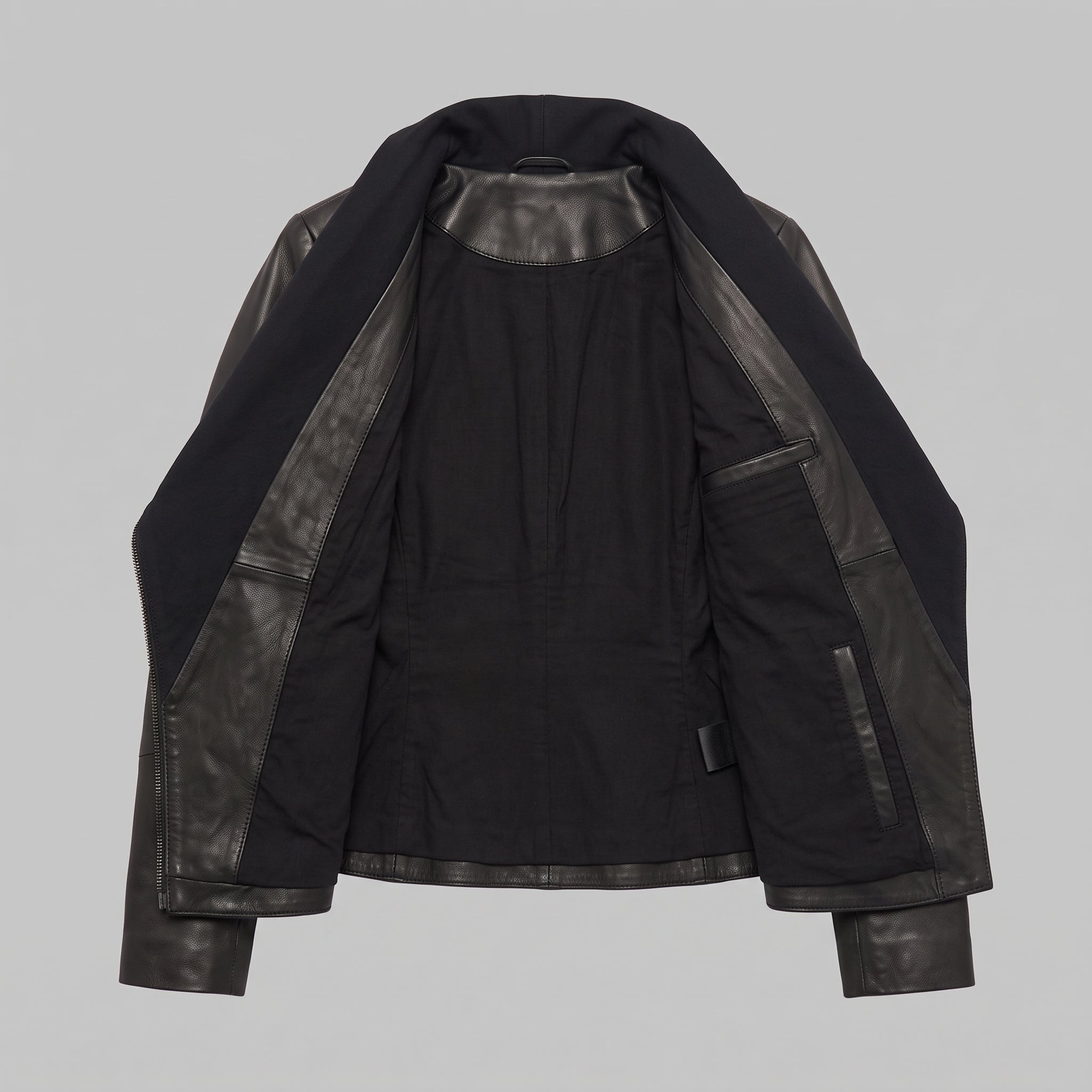 Women's Black Asymmetrical Zip Leather Biker Jacket — Livingstone