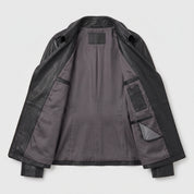 Women's Black Belted Asymmetric Zipper Leather Biker Jacket — Edson