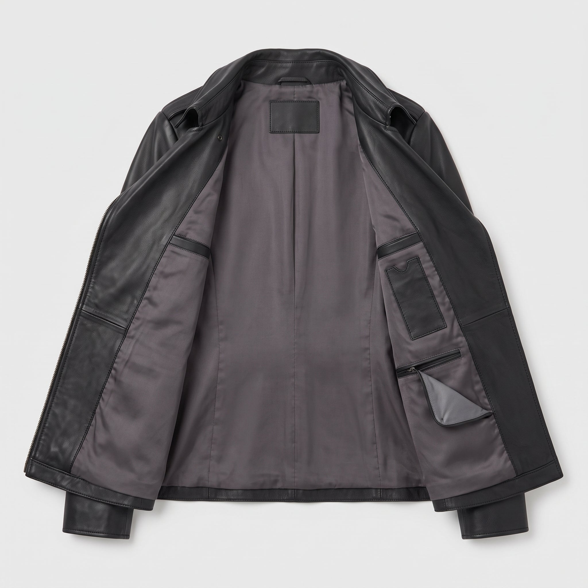 Women's Black Belted Asymmetric Zipper Leather Biker Jacket — Edson