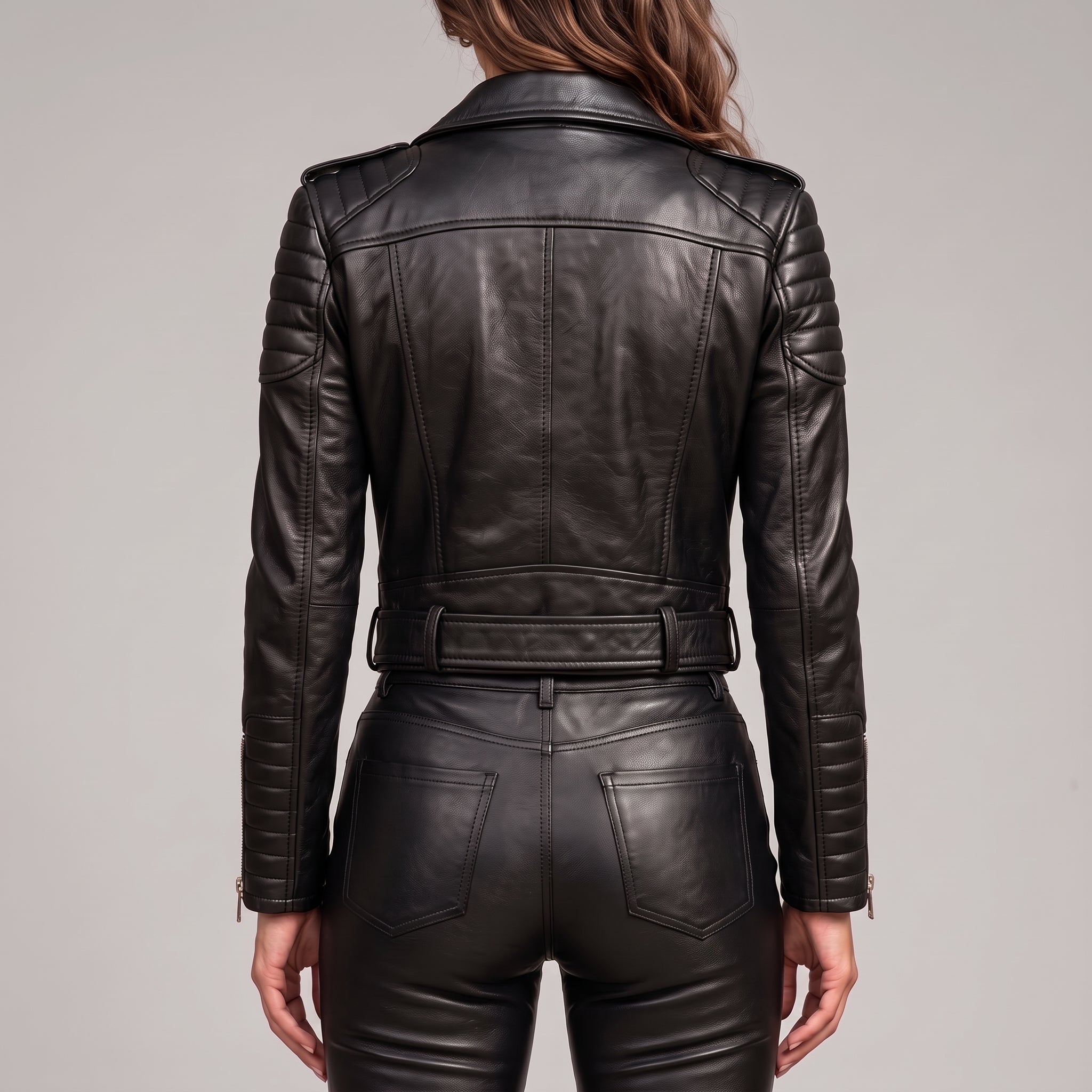 Women's Black Cropped Leather Perfecto Jacket — Bealings