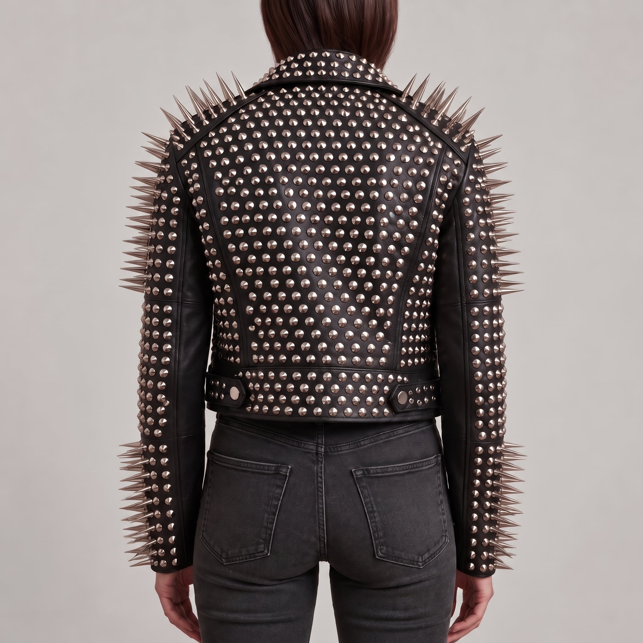 Women's Black Cropped Leather Perfecto Biker Jacket — Ayrton