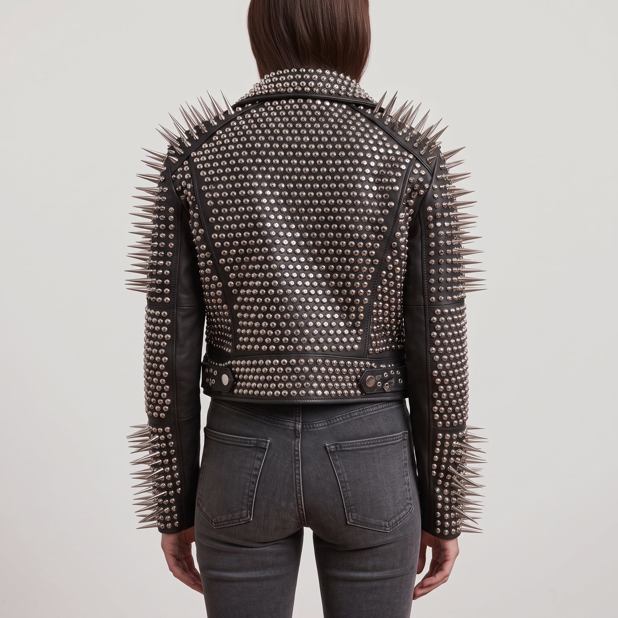 Women's Black Cropped Leather Perfecto Biker Jacket — Ayrton