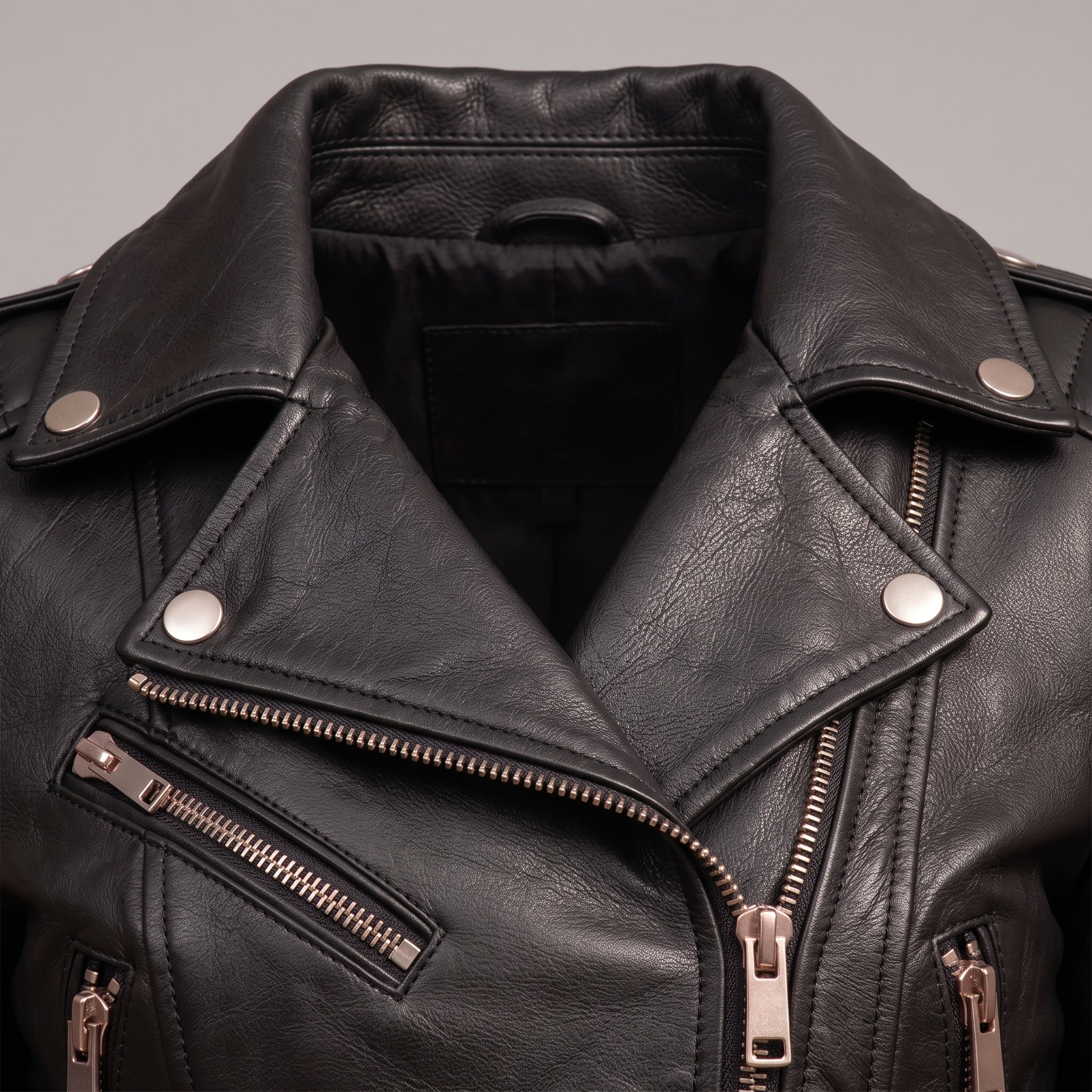 Women's Black Cropped Leather Perfecto Jacket — Bealings
