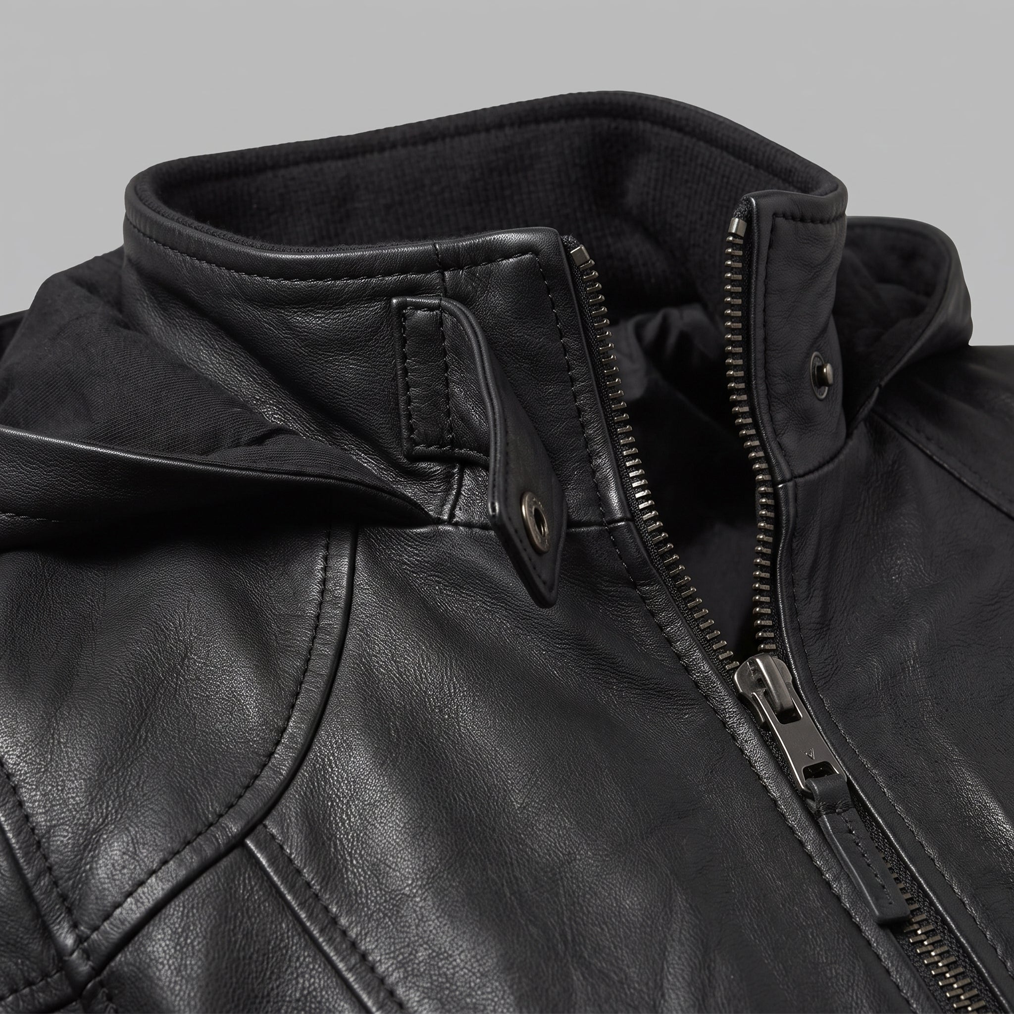 Women's Black Hooded Leather Bomber Jacket — Arnott