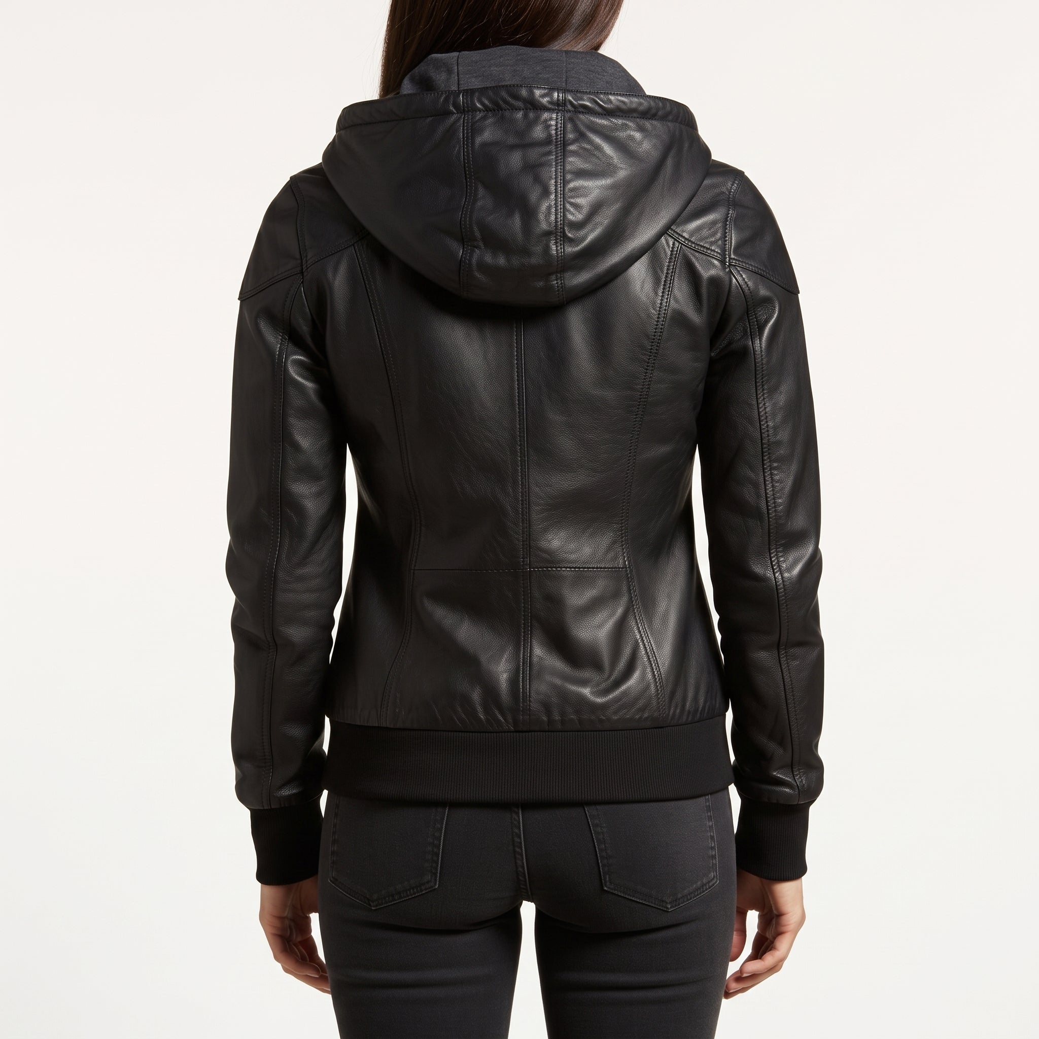 Women's Black Leather Bomber Jacket — Dunthorpe