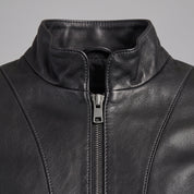 Women's Black Leather Biker Jacket — Ackridge