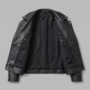 Women's Black Leather Biker Jacket — Acrefield
