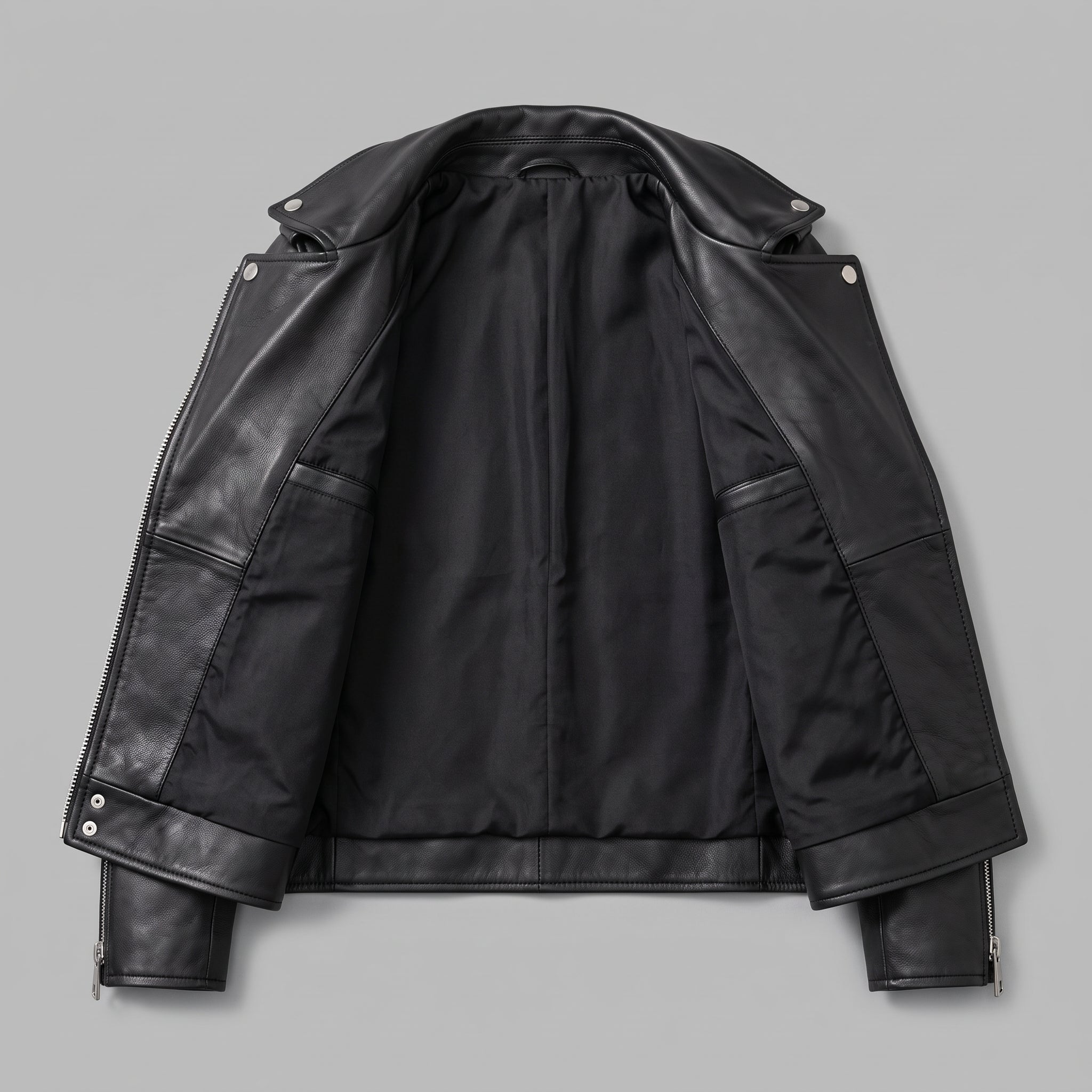 Women's Black Leather Biker Jacket — Acrefield