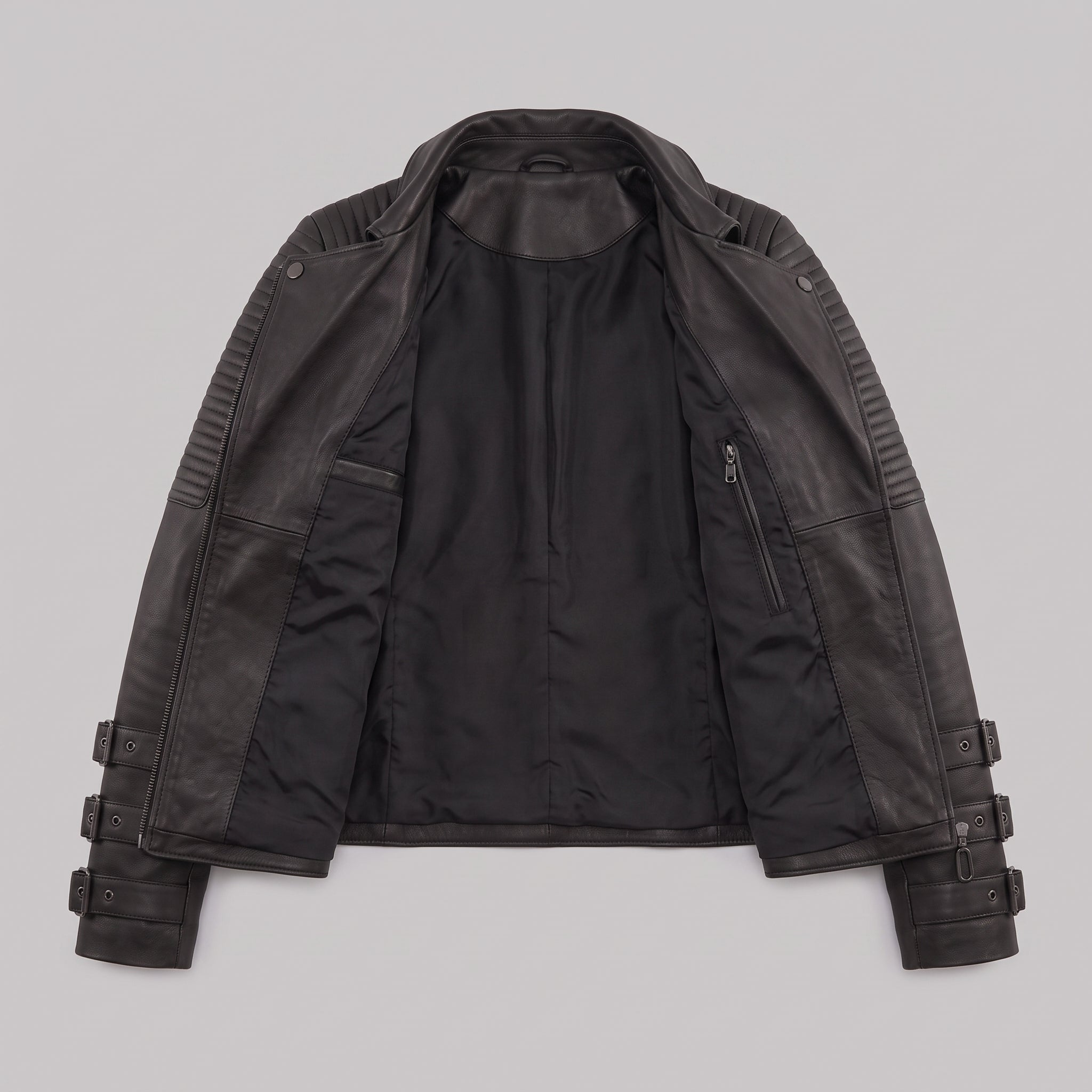 Women's Black Leather Biker Jacket — Askwith