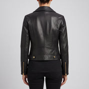 Women's Black Leather Biker Jacket — Darley