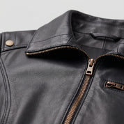 Women's Black Leather Biker Jacket — Drayford