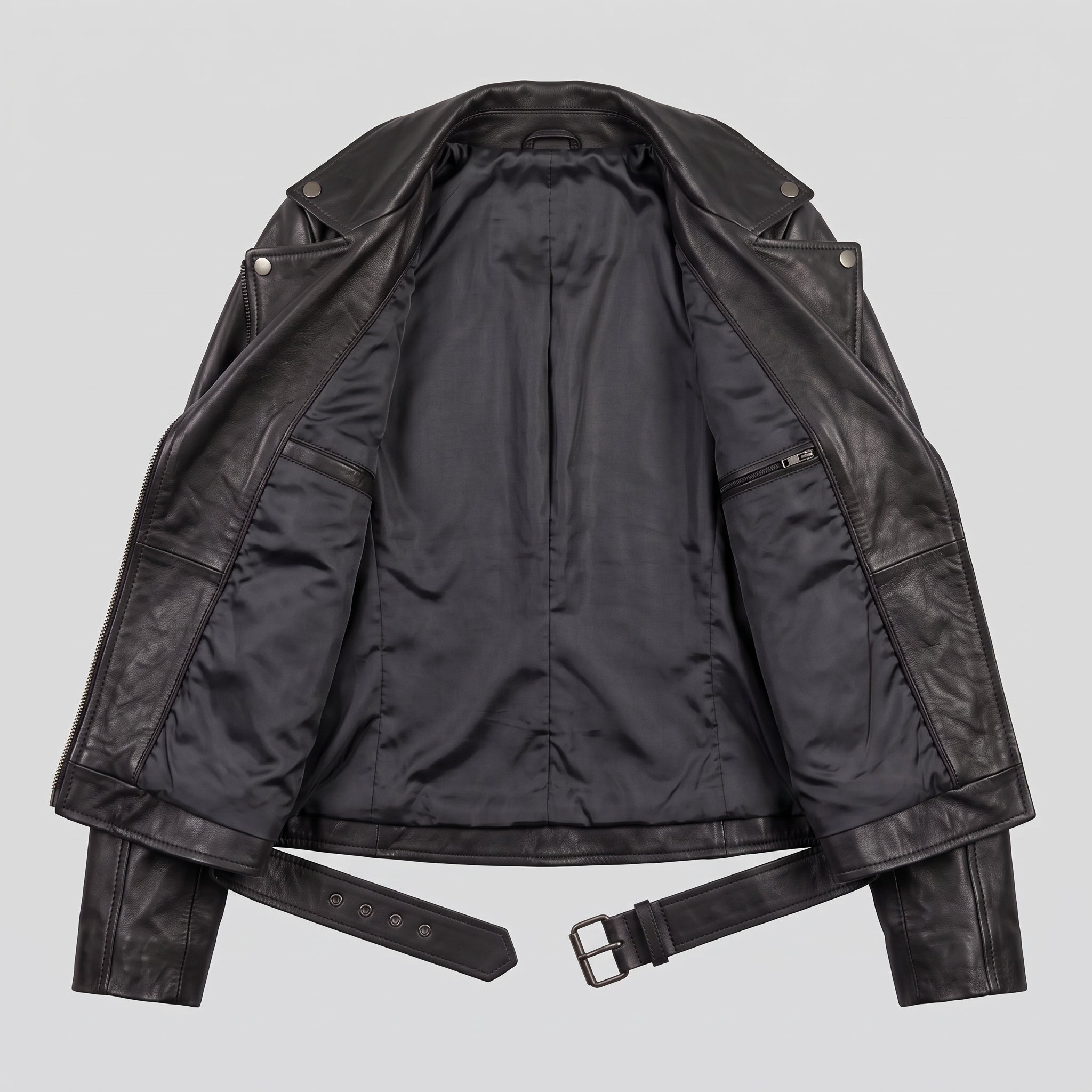 Women's Black Leather Biker Jacket — Frodsham