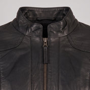 Women's Black Leather Biker Jacket — Hammond