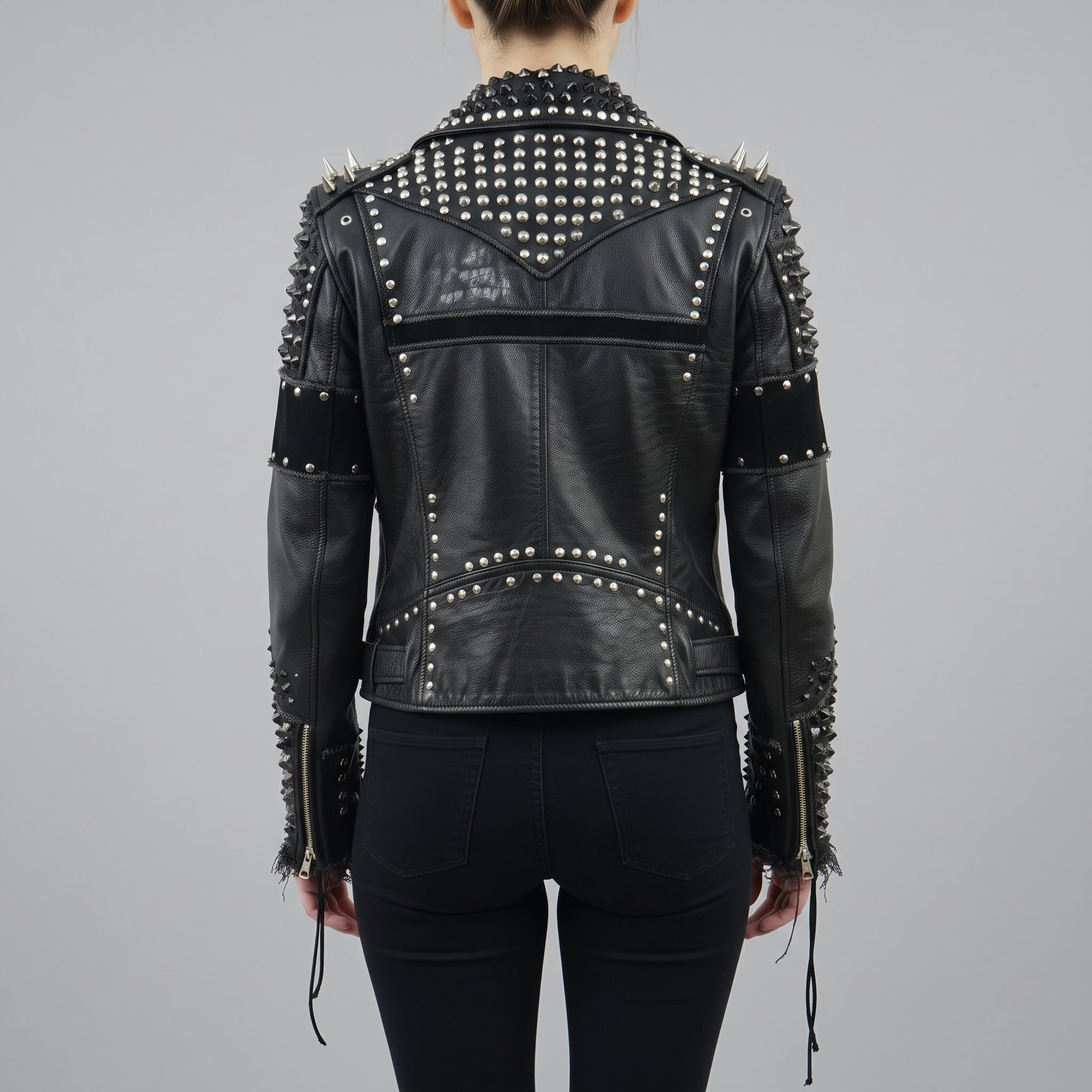 Women's Black Leather Biker Jacket — Kingston
