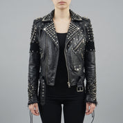 Women's Black Leather Biker Jacket — Kingston