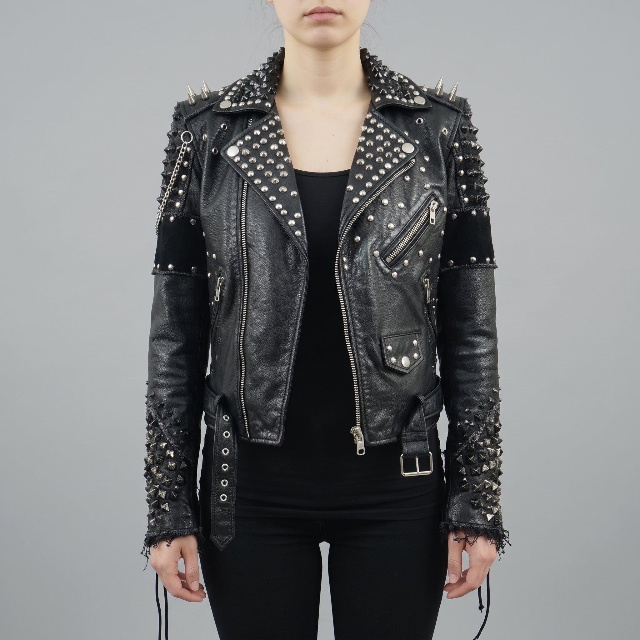 Women's Black Leather Biker Jacket — Kingston