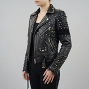 Women's Black Leather Biker Jacket — Kingston