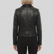 Women's Black Leather Biker Jacket — Ramsay