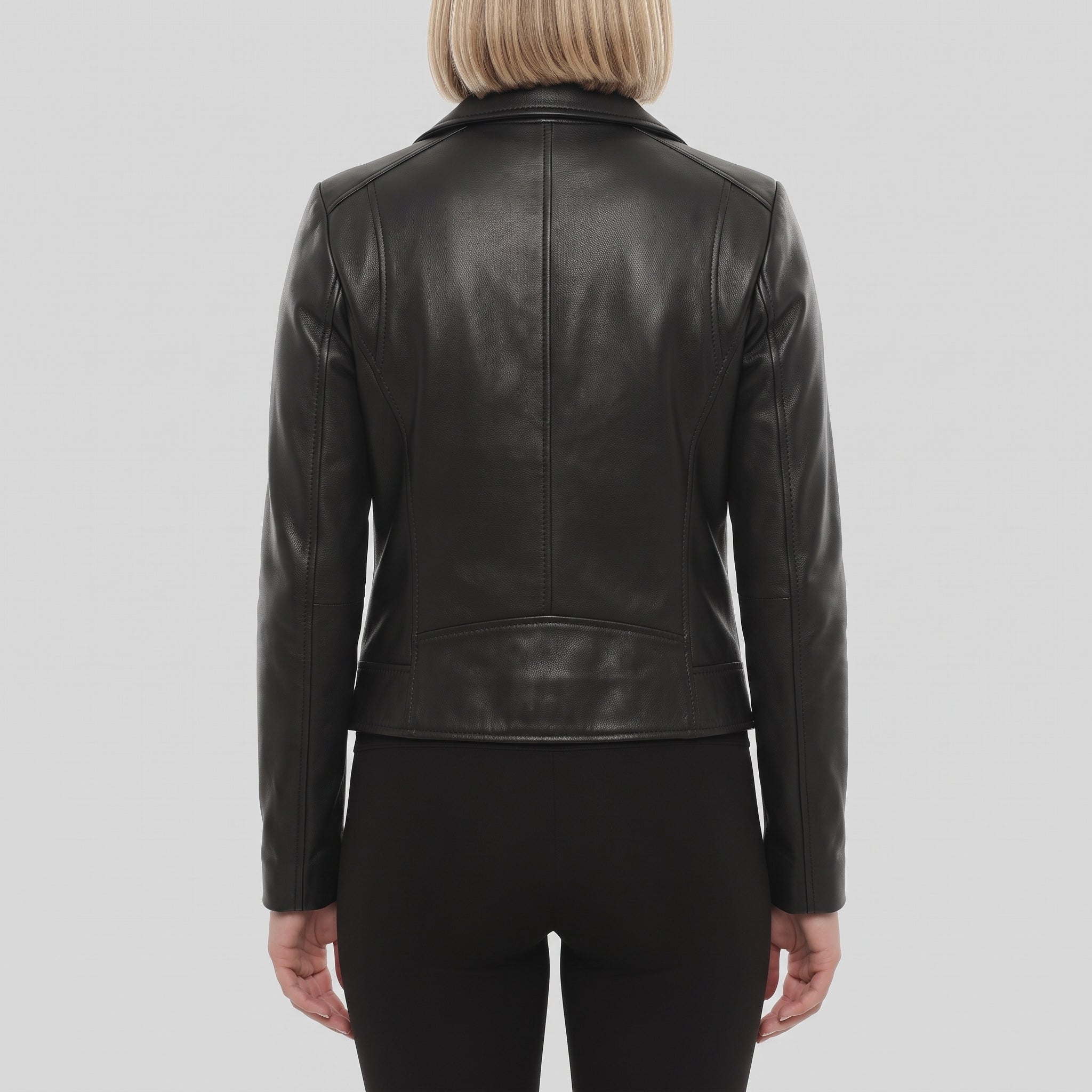 Women's Black Leather Biker Jacket — Ramsay