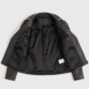 Women's Black Leather Biker Jacket — Seddon