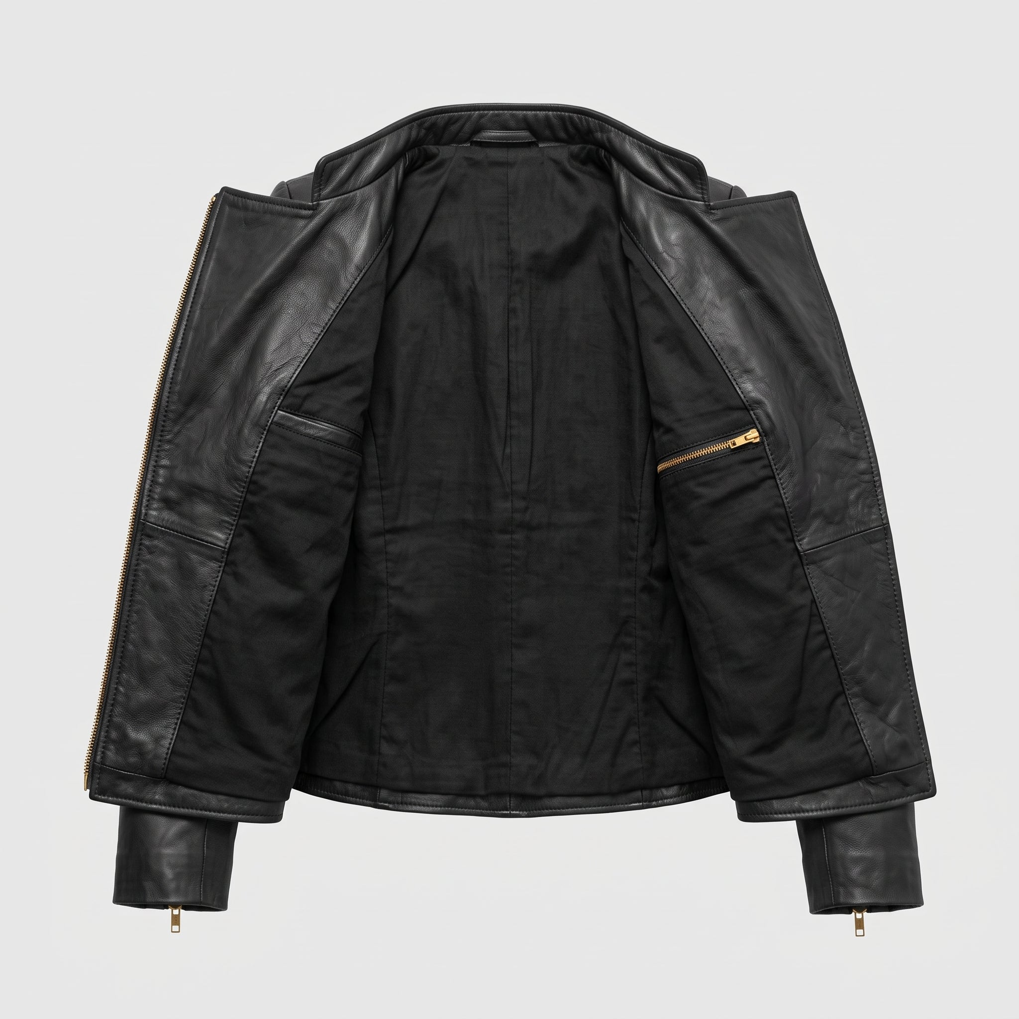 Women's Black Leather Biker Jacket — Shelley