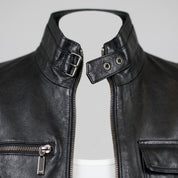 Women's Black Leather Biker Jacket — Townley