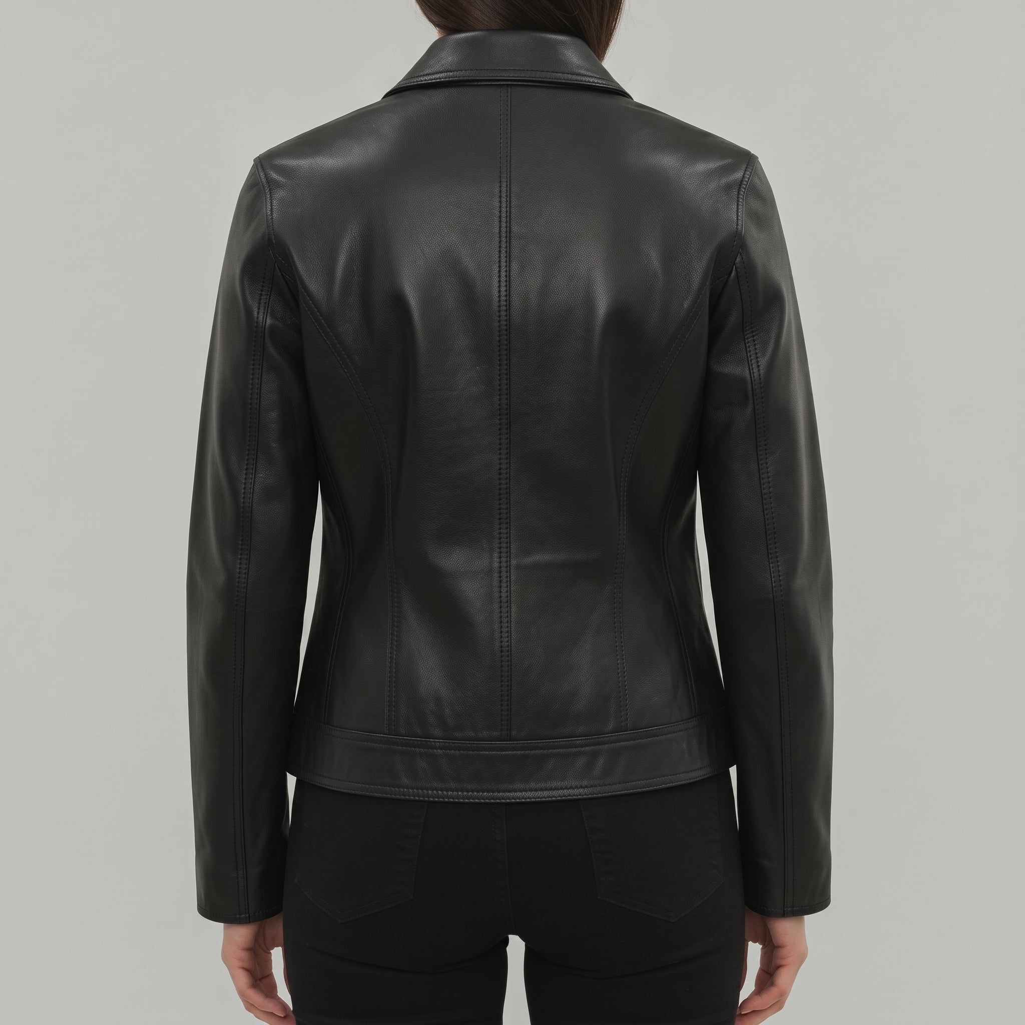 Women's Black Leather Blazer Jacket — Penrose
