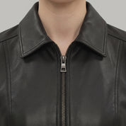 Women's Black Leather Blazer Jacket — Penrose