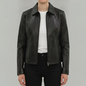 Women's Black Leather Blazer Jacket — Penrose