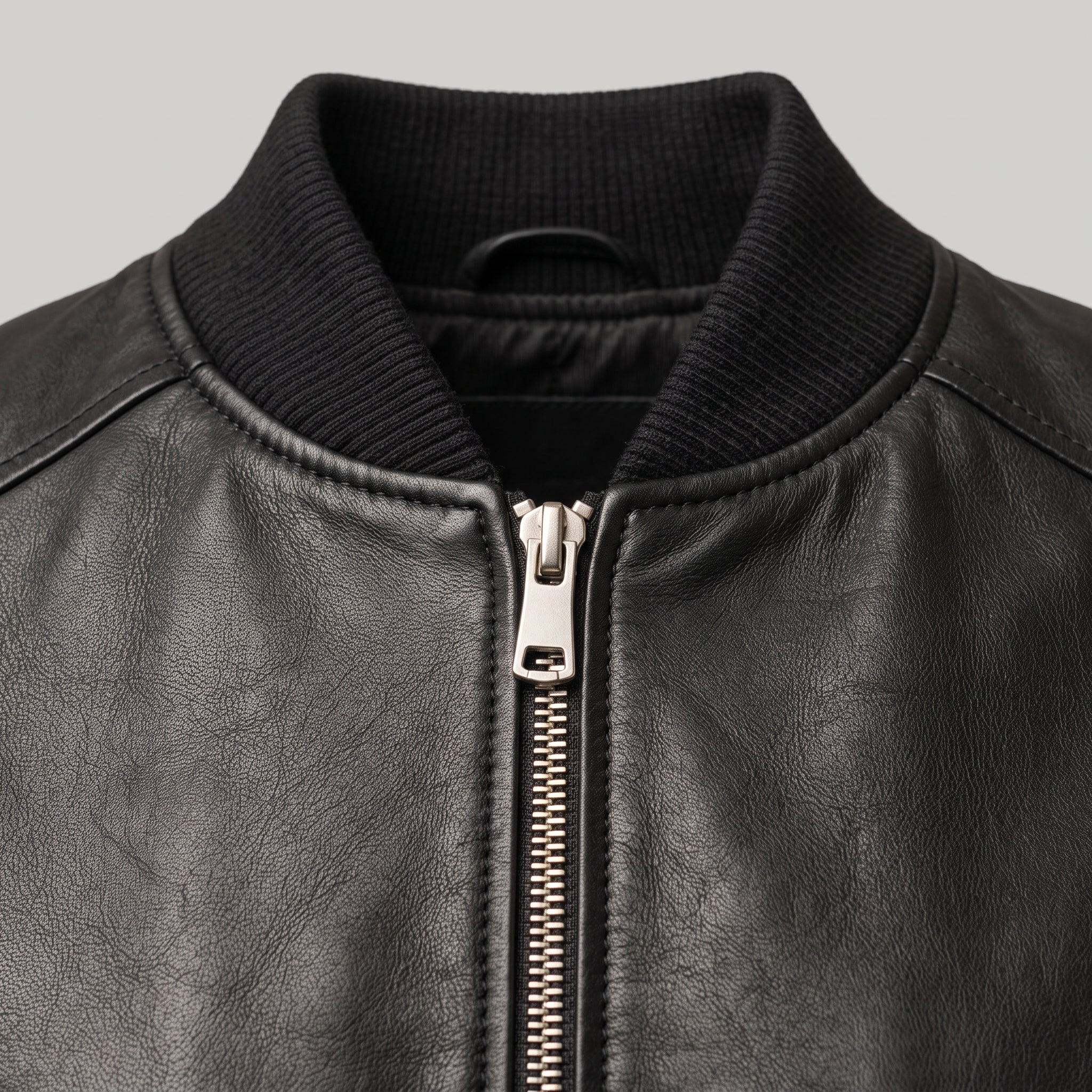 Women's Black Leather Bomber Jacket — Benthall