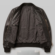 Women's Black Leather Bomber Jacket — Benthall