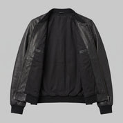 Women's Black Leather Bomber Jacket — Elliot