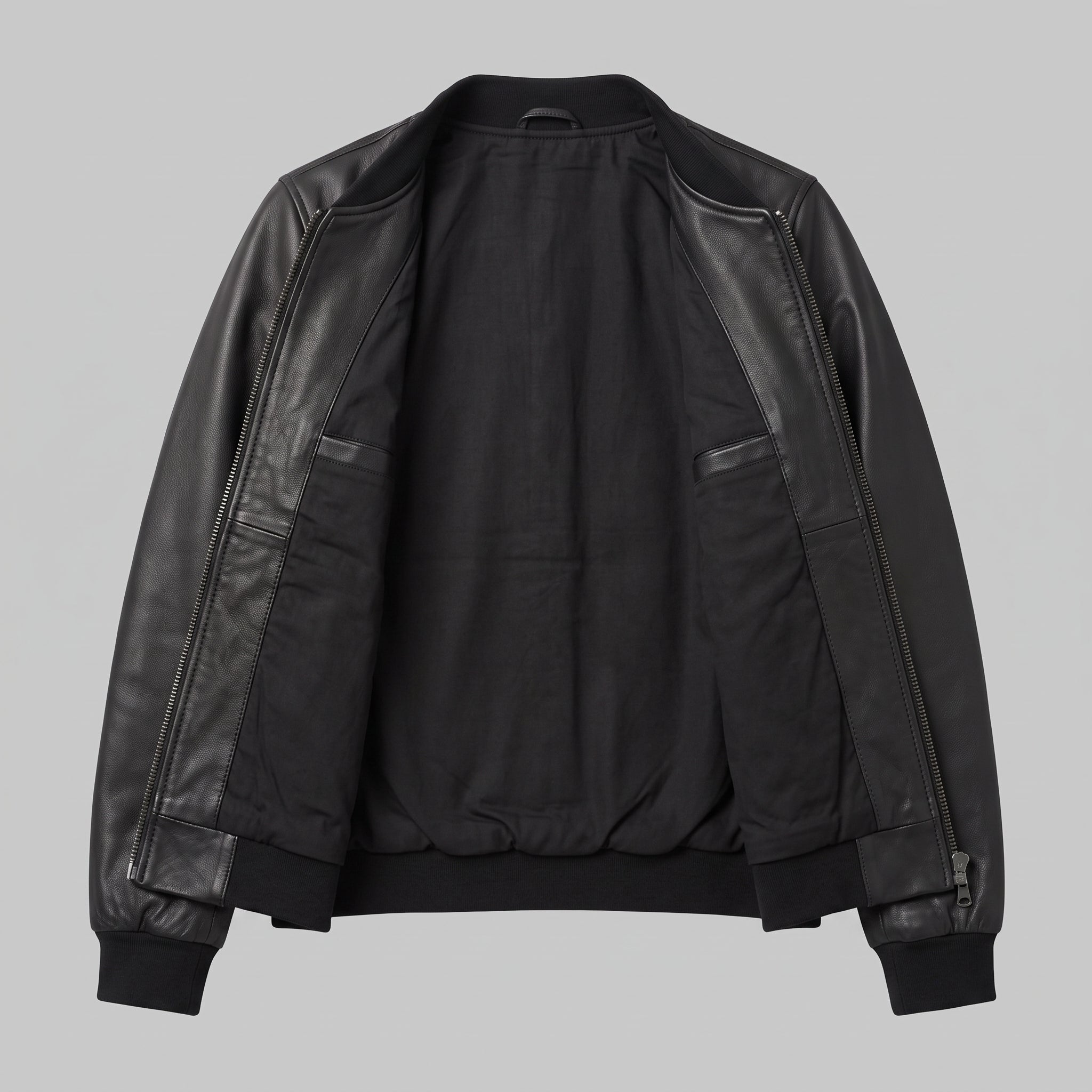 Women's Black Leather Bomber Jacket — Elliot