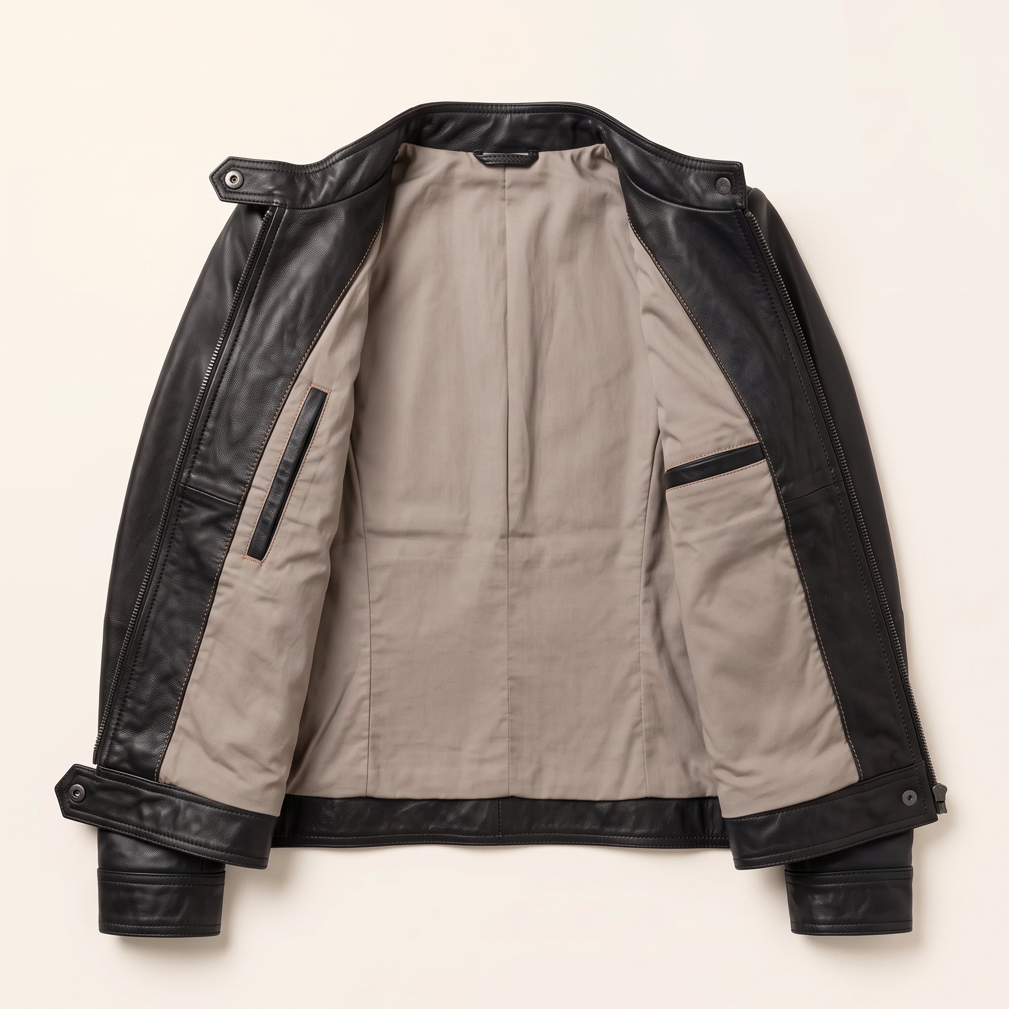 Women's Black Leather Cafe Racer Jacket — Ashbrooke