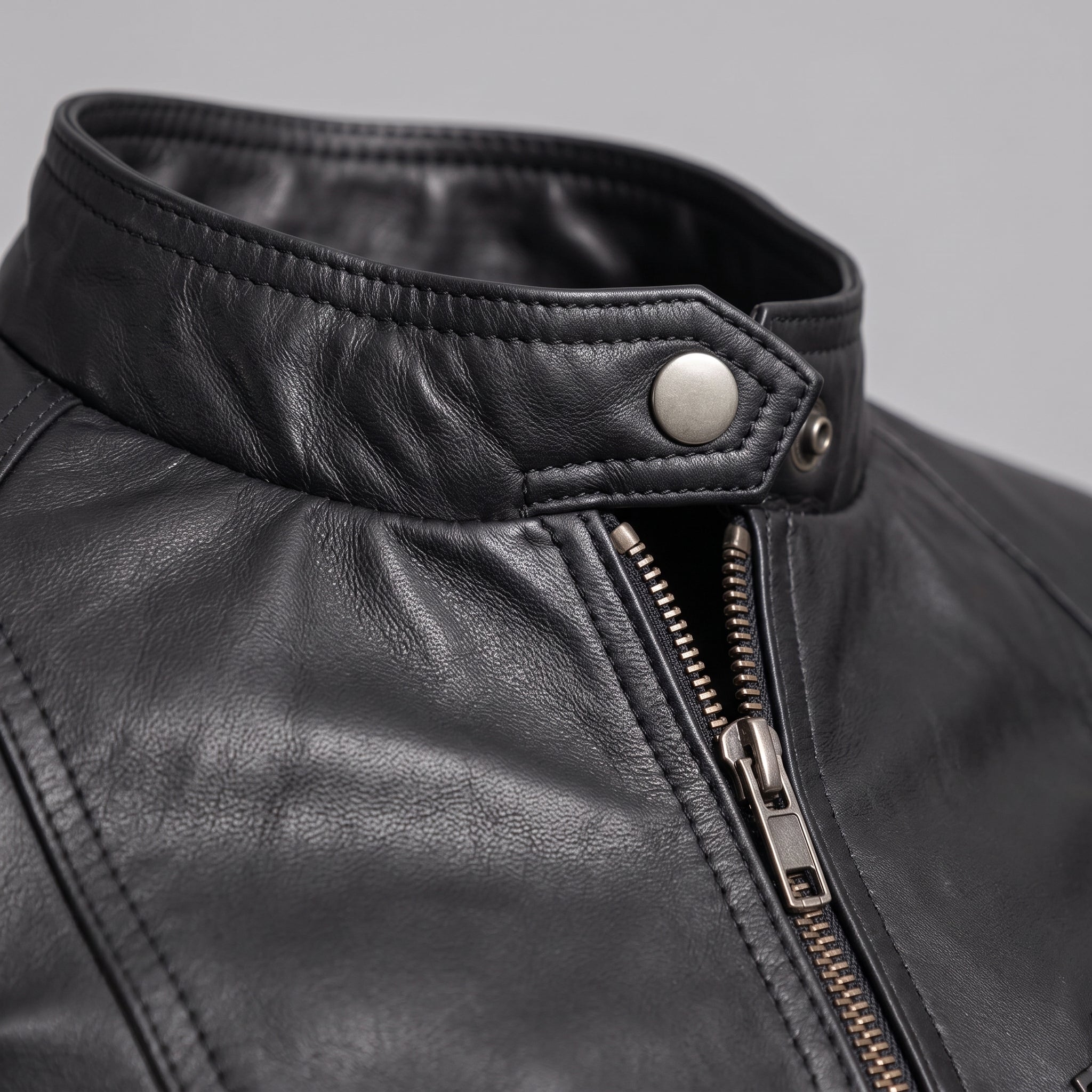 Women's Black Leather Cafe Racer Jacket — Ashbrooke