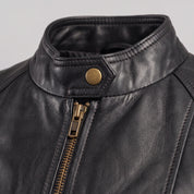 Women's Black Leather Cafe Racer Jacket — Berrick