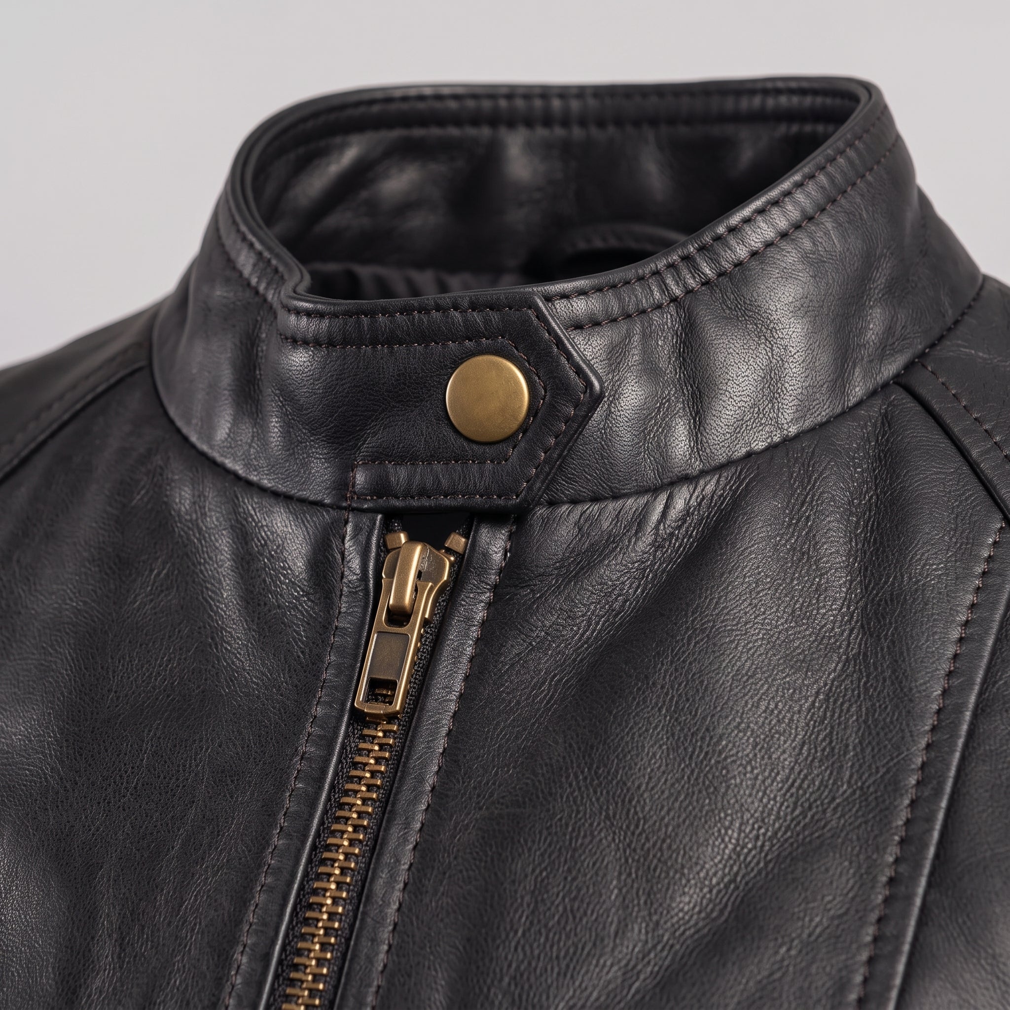 Women's Black Leather Cafe Racer Jacket — Berrick