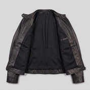 Women's Black Leather Cafe Racer Jacket — Berrick