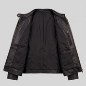 Women's Black Leather Cafe Racer Jacket — Dutton
