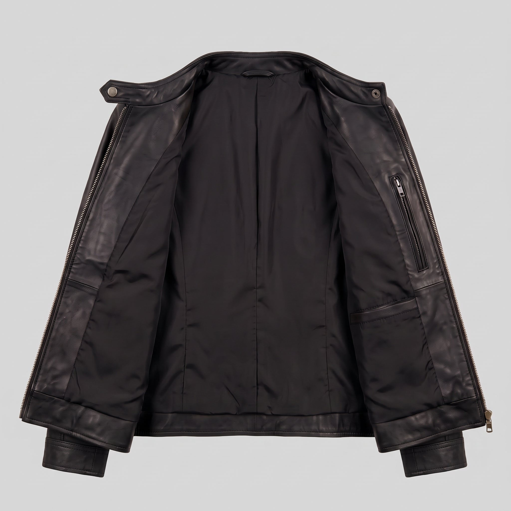 Women's Black Leather Cafe Racer Jacket — Dutton