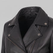 Women's Black Leather Double Rider Jacket — Osgood