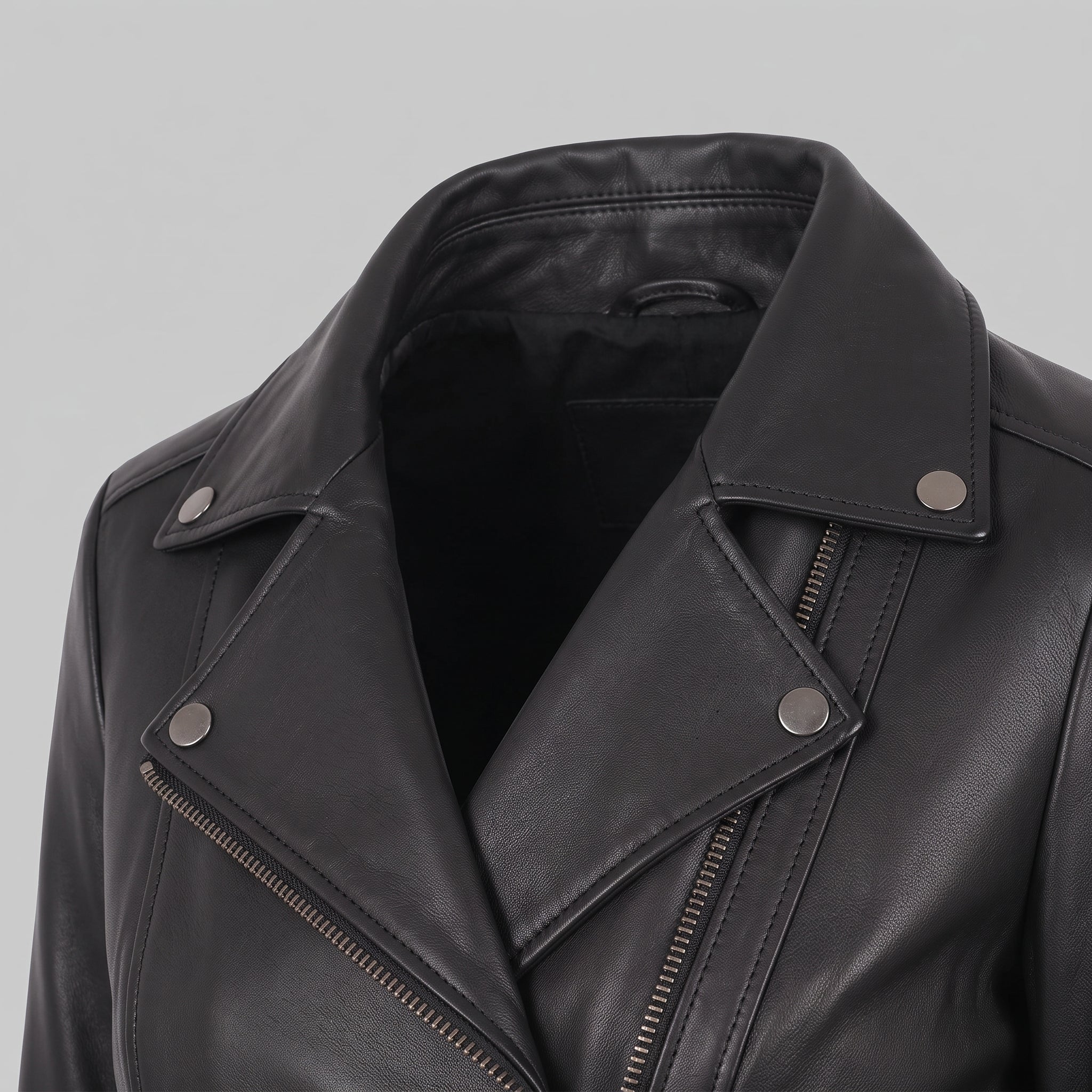 Women's Black Leather Double Rider Jacket — Osgood