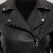 Women's Black Leather Perfecto Biker Jacket — Cunliffe