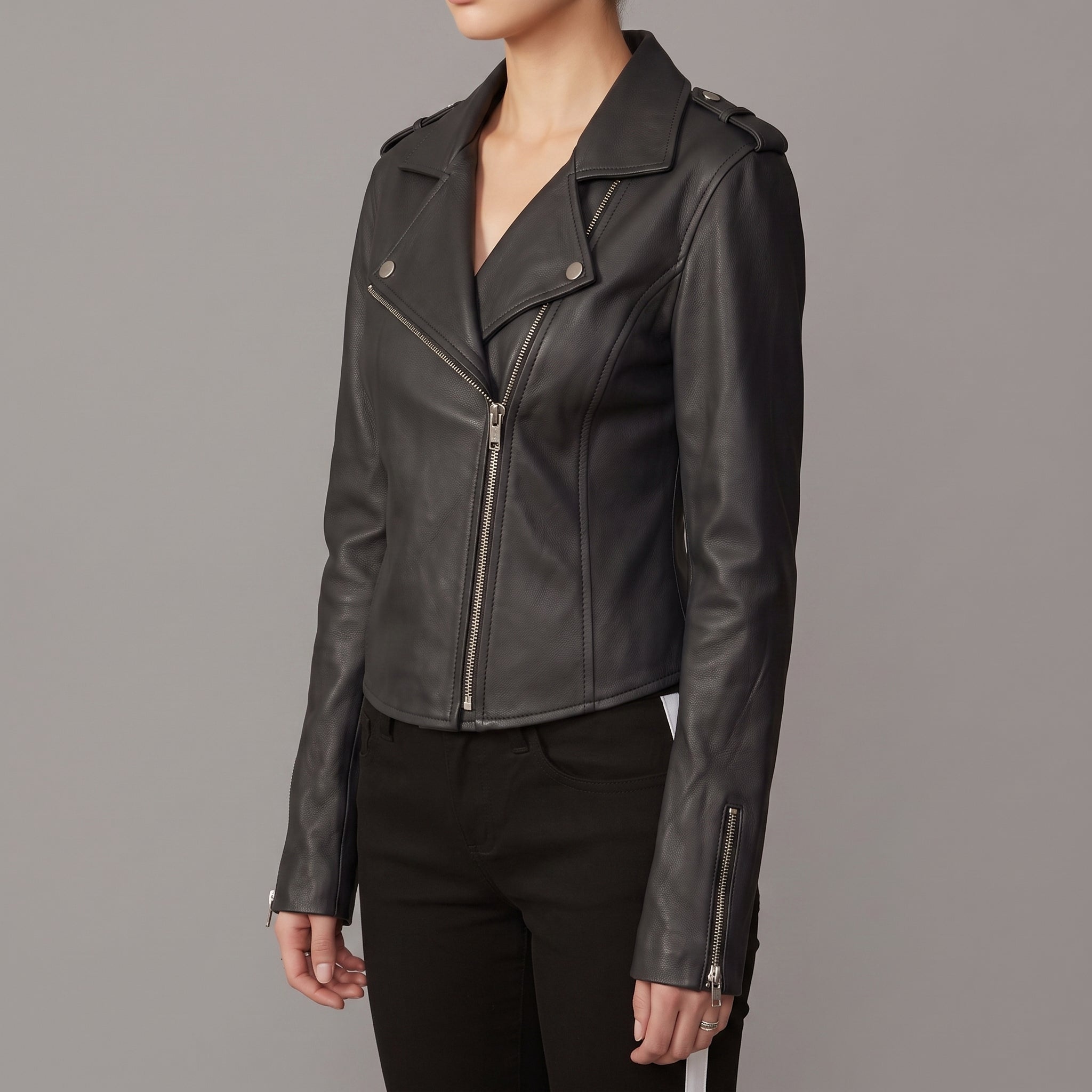 Women's Black Leather Perfecto Jacket — Abberdale