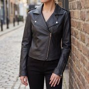 Women's Black Leather Perfecto Jacket — Abberdale